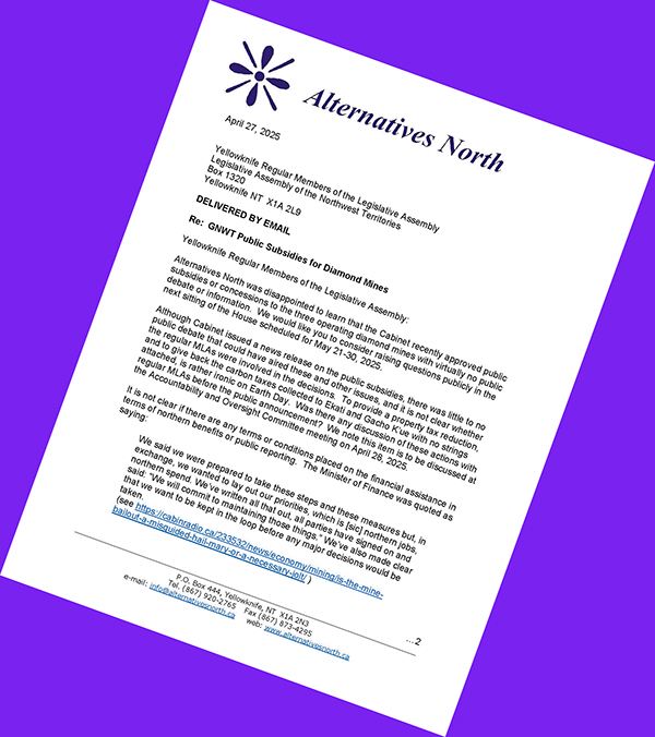 N Letter to Yellowknife Regular MLAs on Diamond Mine Public Subsidies (final)_Page_1