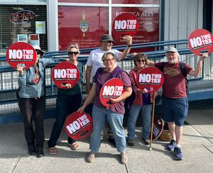 Yellowknife was one of roughly 30 cities that took part in the National Day of Action. Alternatives North organizers and allies rallied outside NWT MP Rebecca Alty’s office.